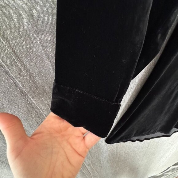 90s Vintage Kamellia by Desire Black Silk Blend Velvet Long Sleeve Mini Dress - Picture 6 of 11